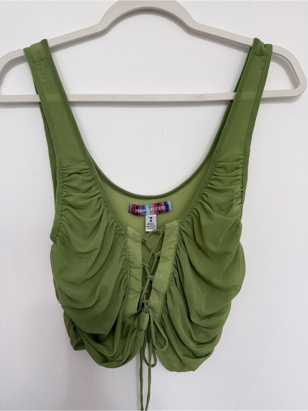 Urban Outfitters Olive Green Tie-Front Sleeveless Blouse